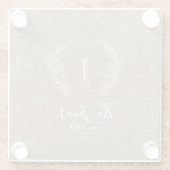 Monogrammierter Name personalisierter rustikaler E Glasuntersetzer (Rückseite)