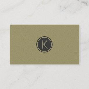 Monogrammierter Olive Green Moderne Linen Texture  Visitenkarte