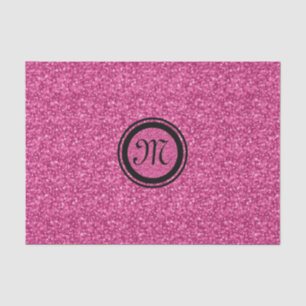 Monogrammierter Pink-Glitzer und Glitzern-Schwarze Seidenpapier