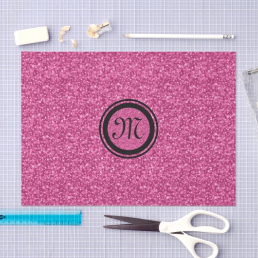 Monogrammierter Pink-Glitzer und Glitzern-Schwarze Seidenpapier (Handwerk)