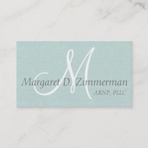Monogrammierter Profi, Paste Blue Leinen Visitenkarte