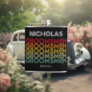 Monogrammierter Retro-Stil Herren Hochzeit Flachmann