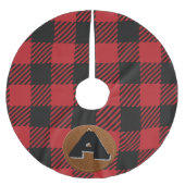 Monogrammierter roter Buffalo-Karo-Weihnachts- Polyester Weihnachtsbaumdecke (Vorderseite)