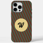 Monogrammierter Roter & Grüner Retro-Gestreifter G Case-Mate iPhone Hülle (Rückseite)