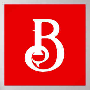 Monogrammierter roter weißer klassischer Anfangsbu Poster
