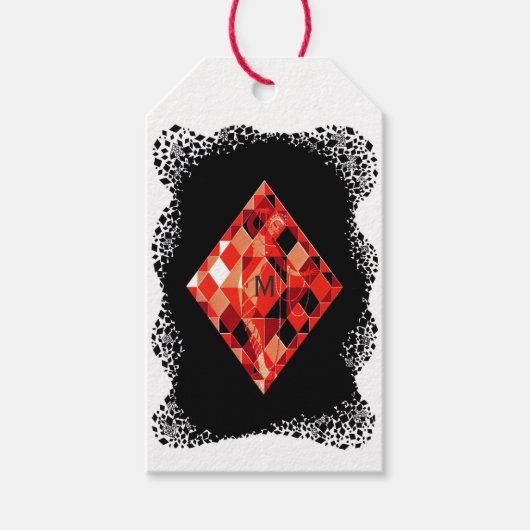 Monogrammierter Rubin-Geburtsstein Geschenkanhänger (Vorderseite)