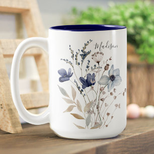 Monogrammierter Schick, hübsche Wasserfarbe Blaue  Zweifarbige Tasse