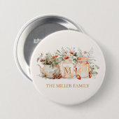 Monogrammierter Wald Blumen Botanischer Familienna Button (Vorne & Hinten)