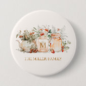 Monogrammierter Wald Blumen Botanischer Familienna Button (Vorderseite)