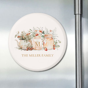 Monogrammierter Wald Blumen Botanischer Familienna Magnet