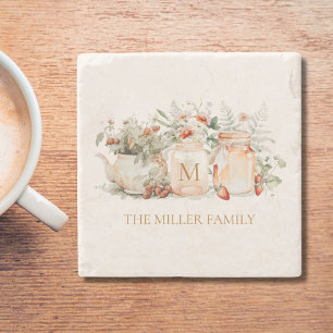 Monogrammierter Wald Blumen Botanischer Familienna Steinuntersetzer