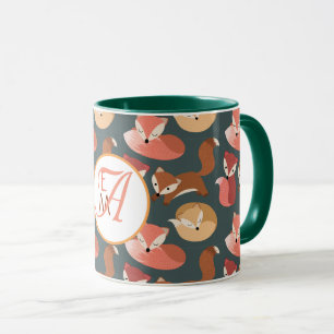 Monogrammierter Wald Fuchs Herbstfarben Herbst Tasse