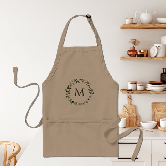 Monogrammierter Wasserfarbe Salbeigrüner Blätterkr Schürze