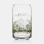 Monogrammierter Wasserfarbenberg und -wald Dosenglas (Vorderseite)