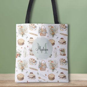 Monogrammierter Whimsical Floral Erdbeere Landhaus Tasche