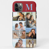 Monogrammiertes 7-Foto-Collage auf Rot Case-Mate iPhone Hülle (Rückseite)
