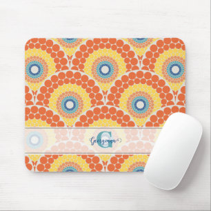 Monogrammiertes Art Deco Ägäis Sommer Strahlendes Mousepad