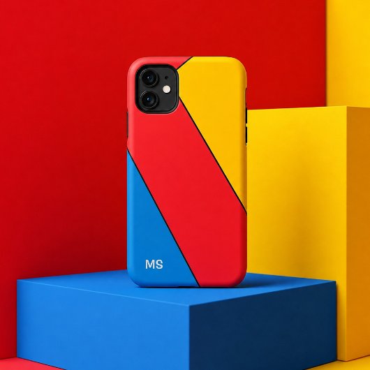 Monogrammiertes Bauhaus-Retro-Mid-Century-Farbenbl Case-Mate iPhone Hülle