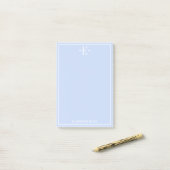 Monogrammiertes Blau Post-it Klebezettel (Auf Schreibtisch)