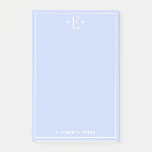 Monogrammiertes Blau Post-it Klebezettel (Vorderseite)