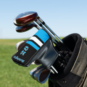 Monogrammiertes Blau-Weiß-Schwarz-Putter-Cover Golf Headcover