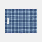 Monogrammiertes blaues Karo rustikales vornehmes M Fleecedecke (Vorderseite (Horizontal))