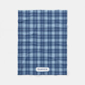 Monogrammiertes blaues Karo rustikales vornehmes M Fleecedecke (Vorderseite)