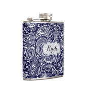 Monogrammiertes Blue & White Floral Paisley Flachmann (Rechts)