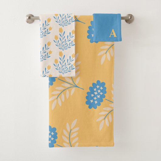 Monogrammiertes Blumengestecktuch-Set Badhandtuch Set (Insitu)