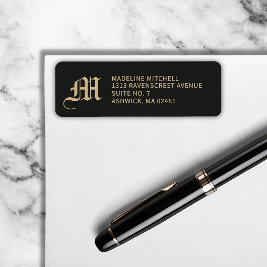 Monogrammiertes Elegantes Modernes Gothic Schwarz