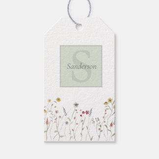 Monogrammiertes fantastisches Wasserfarben-Wildblu Geschenkanhänger