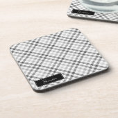 Monogrammiertes Graues Tartan Getränkeuntersetzer (Linke Seite)