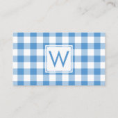 Monogrammiertes Hellblau-Weiß-Gingham-Karo-Muster Visitenkarte (Vorderseite)