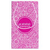 Monogrammiertes Hot Pink & White Vintag Paisley Kleine Geschenktüte (Rückseite)