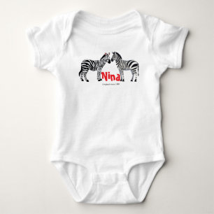 Monogrammiertes hübsches Zebra schwarz weiß Chic Baby Strampler