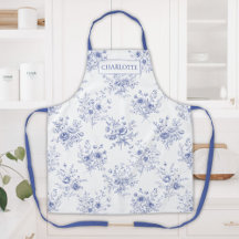 Monogrammiertes Klassisch Blaues Blumenmuster