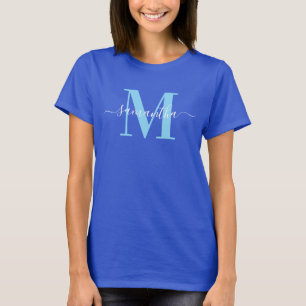 Monogrammiertes königsblau T-Shirt