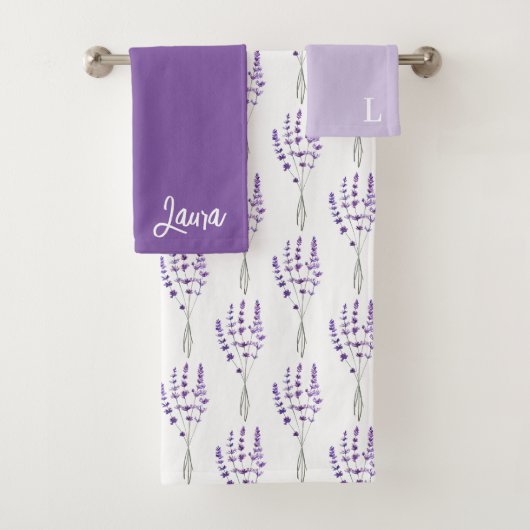 Monogrammiertes Lavendel-Handtuch-Set Badhandtuch Set (Insitu)
