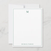 Monogrammiertes modernes grünes Professional Dankeskarte (Vorderseite)