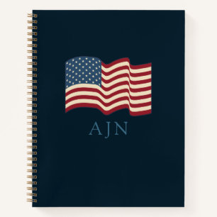 Monogrammiertes patriotisches Skizzenbuch-Journal  Notizblock