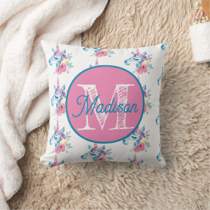 Monogrammiertes personalisiertes Einhorn Kissen