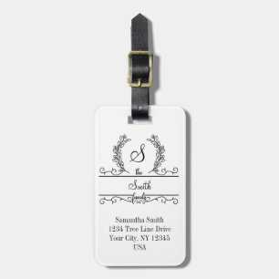 Monogrammiertes personalisiertes Familiennamensskr Gepäckanhänger