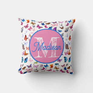 Monogrammiertes personalisiertes Schmetterlingskis Kissen