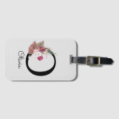 Monogrammiertes rosa Boho-Blumeninitial O Gepäckanhänger (Vorderseite (Horizontal))