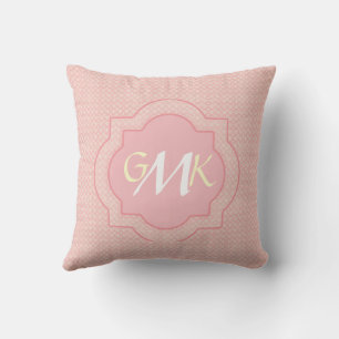 Monogrammiertes rosa Design-Kissen Kissen