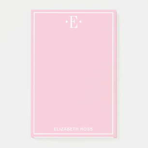 Monogrammiertes Rosa Post-it Klebezettel