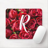 Monogrammiertes rotes Rosen-Mauspad Mousepad (Mit Mouse)