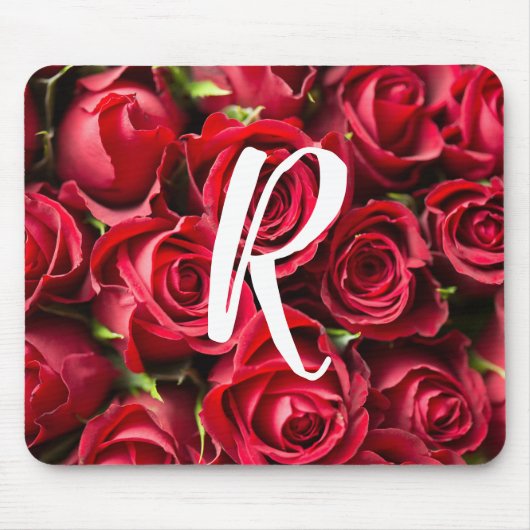 Monogrammiertes rotes Rosen-Mauspad Mousepad (Vorne)