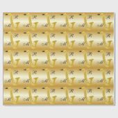 Monogrammiertes Saxophon Goldfarben Geschenkpapier (Flach)