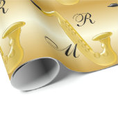 Monogrammiertes Saxophon Goldfarben Geschenkpapier (Rolleneckpunkt)